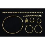 Pair of 14ct gold hoop earrings and a collection of 9ct gold jewellery including bangle