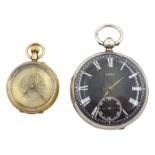 Swiss 18ct gold gold keyless cylinder fob watch