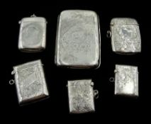 Five Victorian and early 20th century silver vesta cases by J & R Griffin