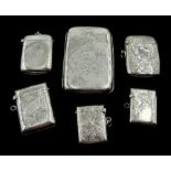 Five Victorian and early 20th century silver vesta cases by J & R Griffin