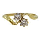 Edwardian 18ct gold two stone diamond crossover ring