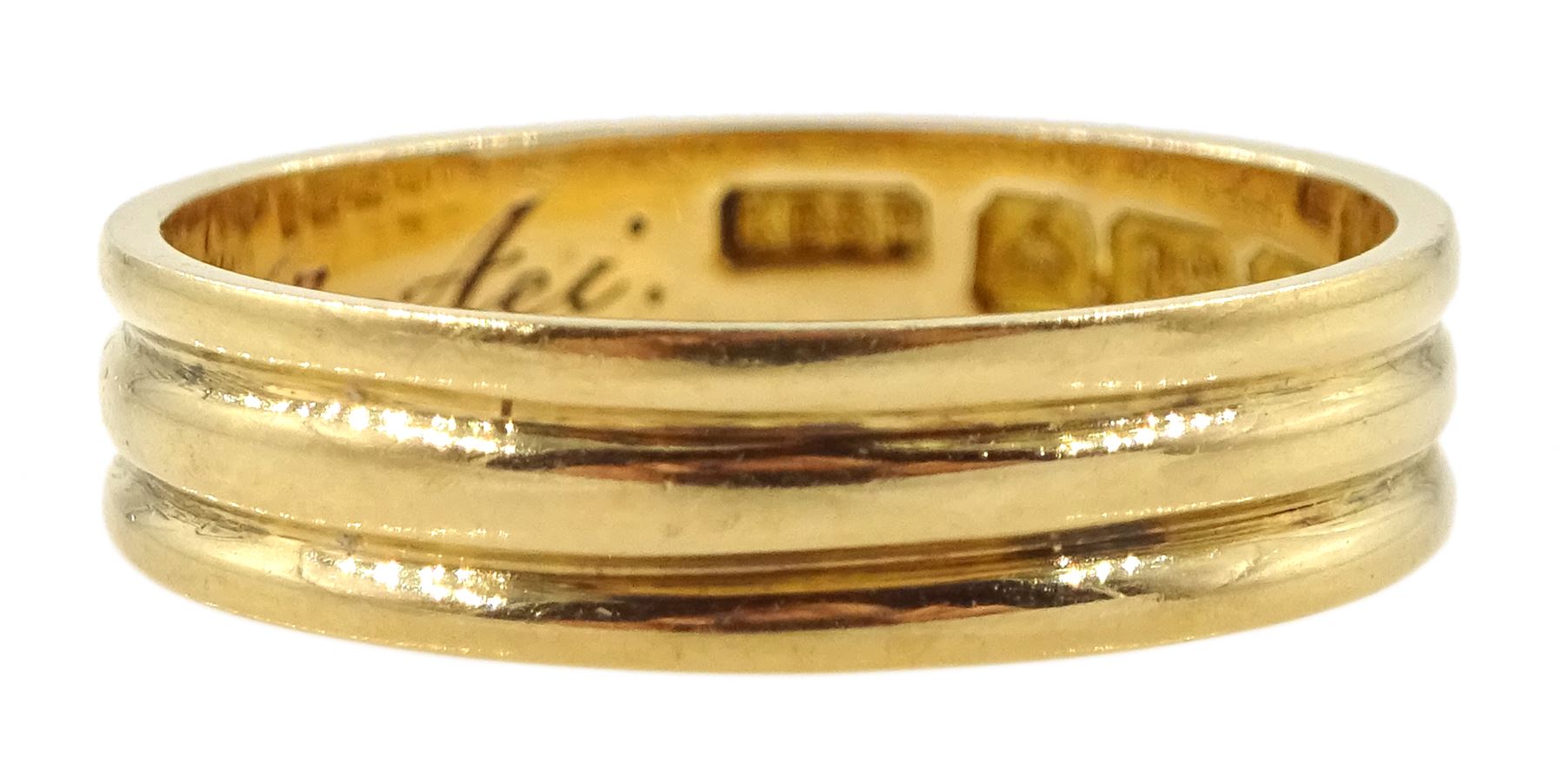 Edwardian 18ct gold ridged band