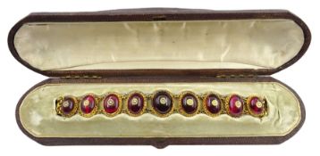 Victorian gold garnet and pearl bracelet