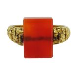 19th century gold carnelian swivel ring