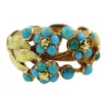 19th/early 20th century 18ct gold cabochon turquoise flower ring