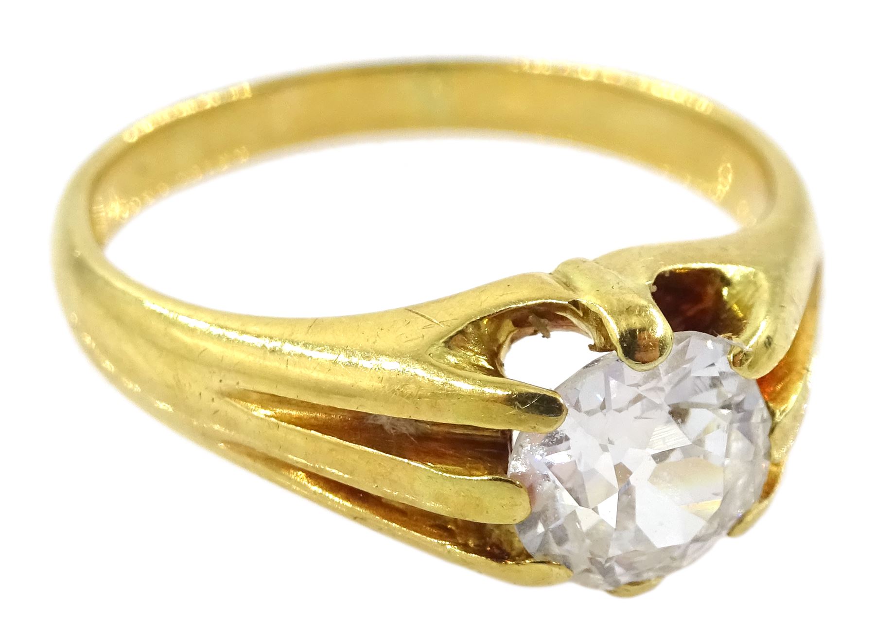 Early 20th century gold single stone diamond ring - Image 4 of 5