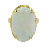 Gold single stone oval opal ring