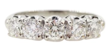 American white gold five stone diamond ring