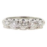 American white gold five stone diamond ring