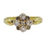 Victorian 15ct gold diamond cluster ring