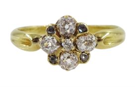 Victorian 15ct gold diamond cluster ring