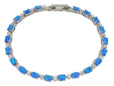 Silver opal and cubic zirconia bracelet