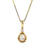 14ct gold pear and round brilliant cut diamond pendant