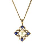 9ct gold sapphire and pearl necklace