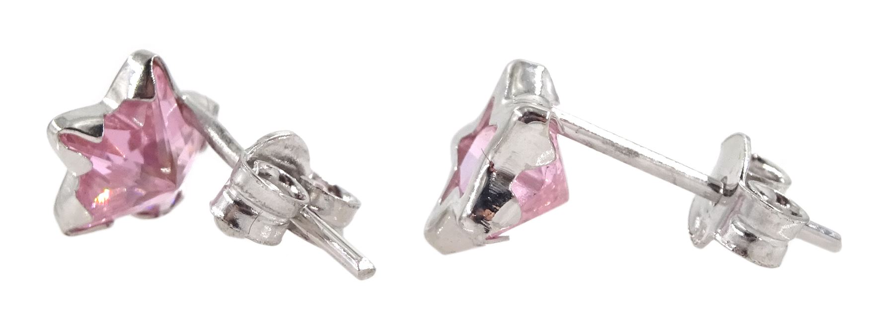 Pair of 9ct white gold purple stone star stud earrings - Image 3 of 3