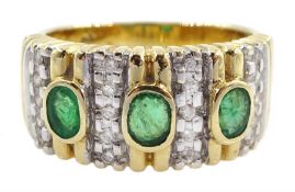 14ct gold emerald and diamond dress ring