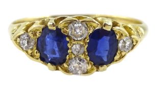 Victorian two stone oval sapphire and diamond ring