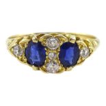 Victorian two stone oval sapphire and diamond ring