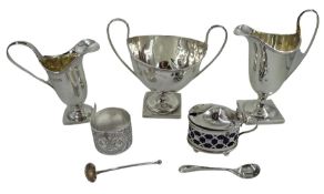Silver cream jug and sugar bowl by William Aitken