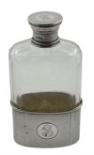 Early 20th century silver and faceted cut glass hip flask