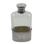 Early 20th century silver and faceted cut glass hip flask