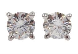 Pair of 18ct white gold diamond stud earrings