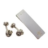 Pair of Tiffany & Co silver knot cufflinks and a Tiffany & Co money clip