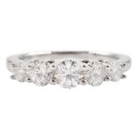 18ct white gold five stone round brilliant cut diamond ring