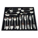 Set of six silver boat oar design teaspoons by Birmingham Plate & Cutlery Ltd