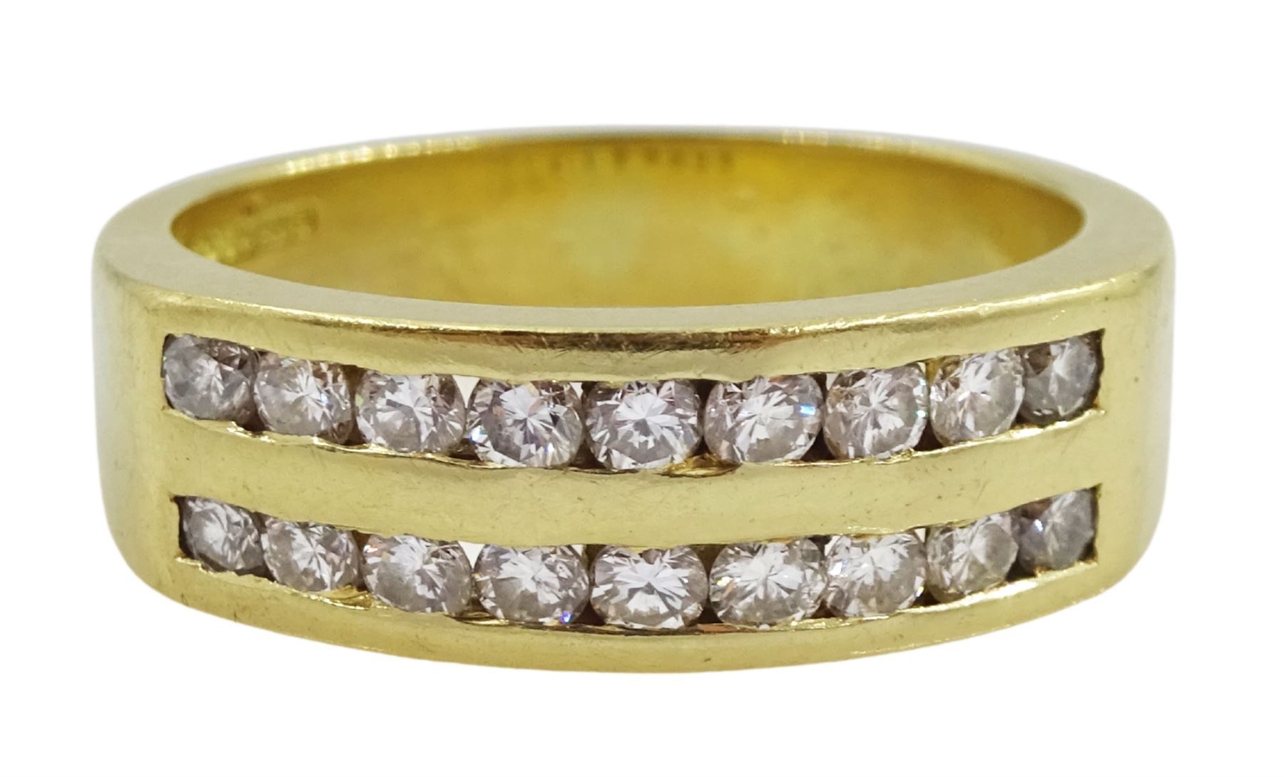 18ct gold two row diamond half eternity ring