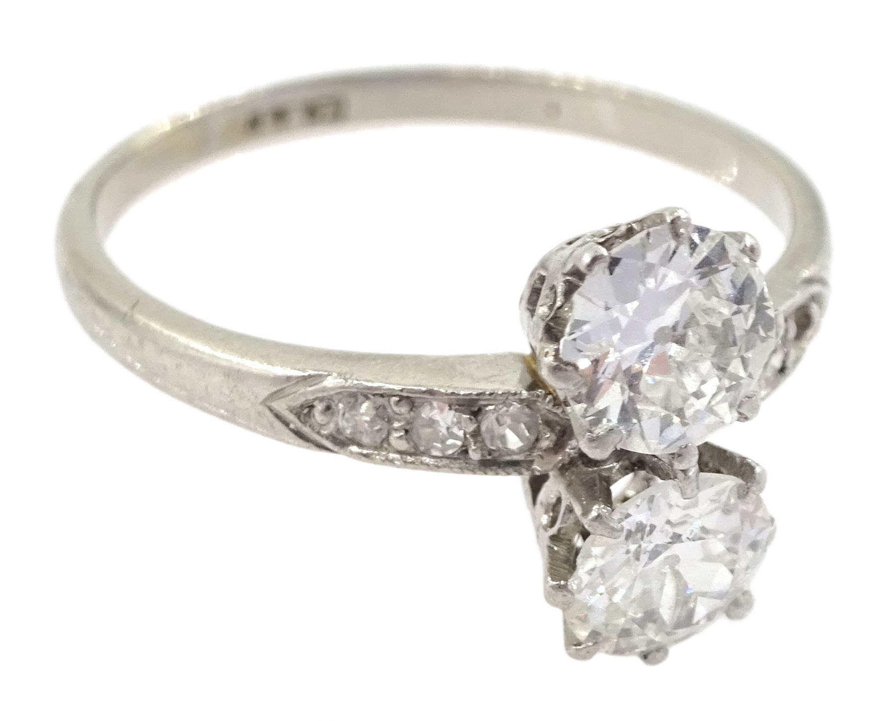 Platinum two stone diamond ring - Image 3 of 4