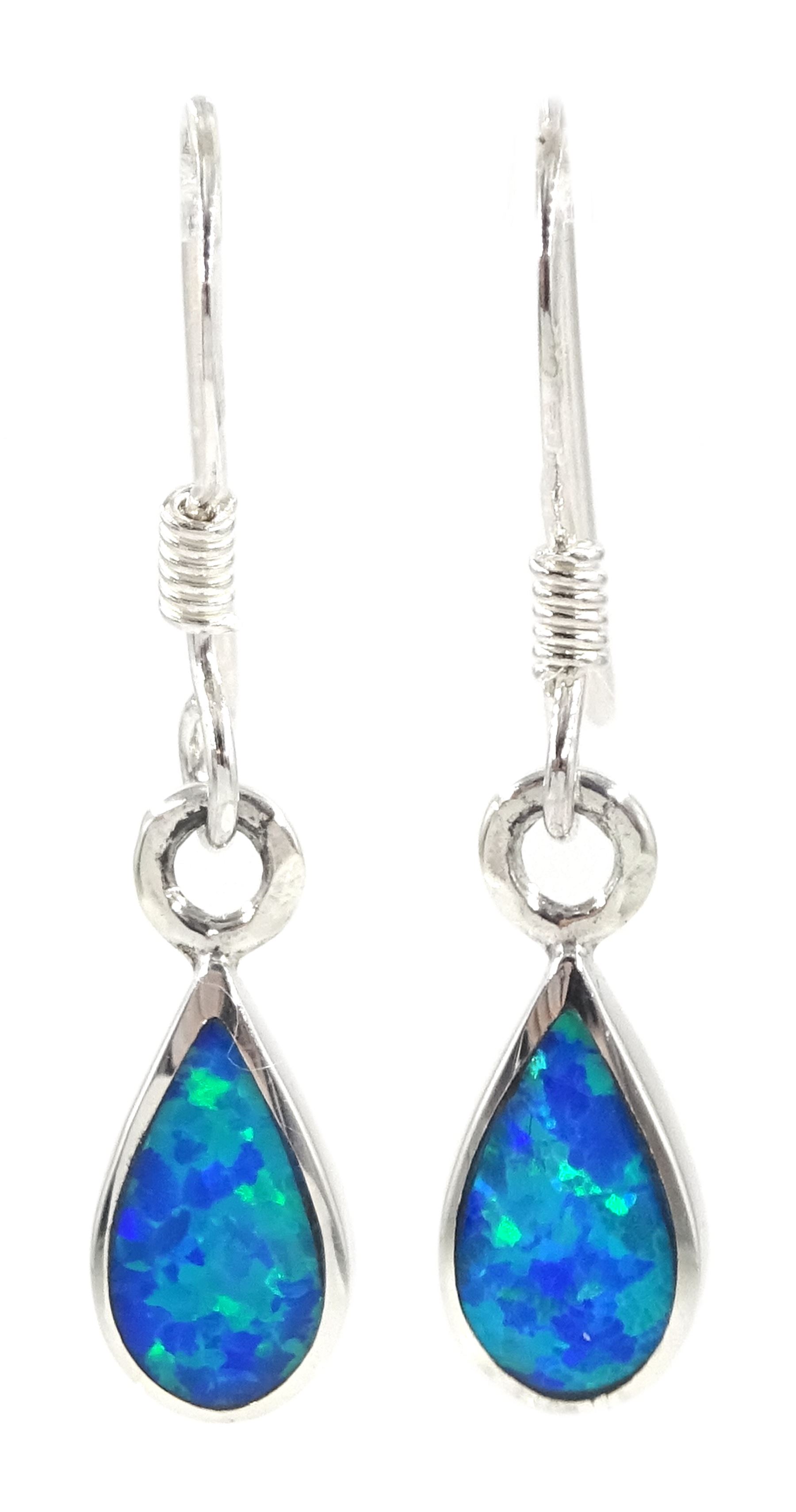 Pair of silver opal pendant earrings