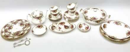 Royal Albert Old Country Roses part dinner and tea service comprising teapot