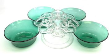 Set of four early 19th century Bristol green glass finger bowls
