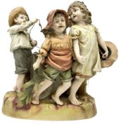 Large Victorian bisque figure group