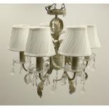 Metal white finish five branch chandelier