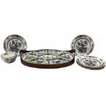 Booths Hors d'Oeuvres or supper set decorated in the Pompadour pattern
