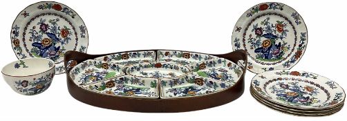 Booths Hors d'Oeuvres or supper set decorated in the Pompadour pattern