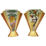 Two Wedgwood Clarice Cliff sunray vases