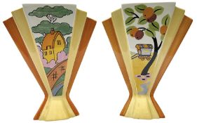 Two Wedgwood Clarice Cliff sunray vases