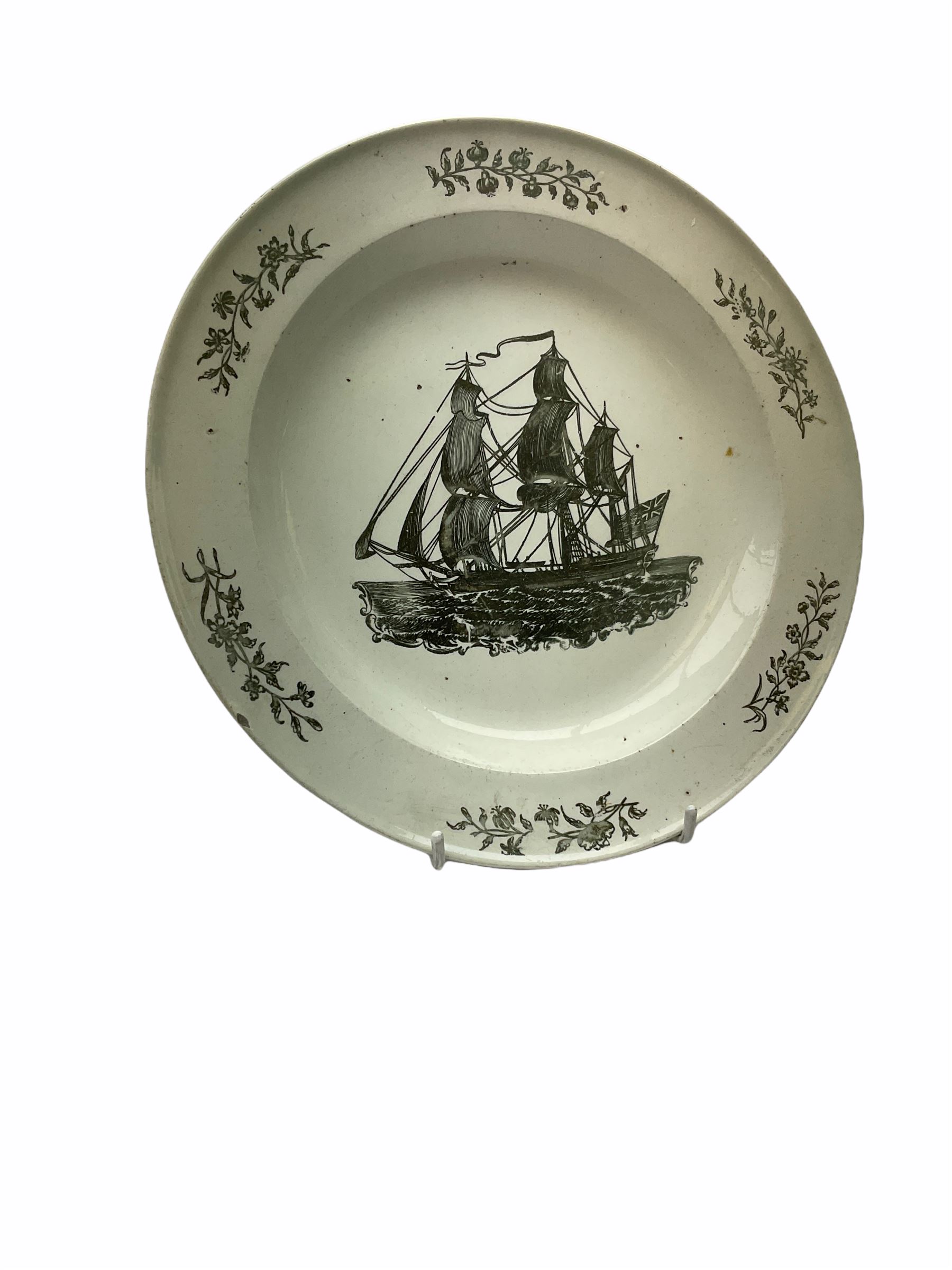 Late 18th century Liverpool Herculaneum creamware plate - Image 2 of 5