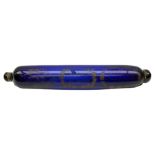 19th century Bristol blue glass rolling pin enamelled with The Great Australia Clipper-Ship