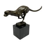 Stylised bronze figure of a running cheetah