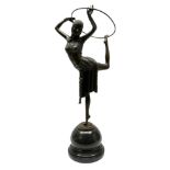 Art Deco style bronze figure of a ring dancer