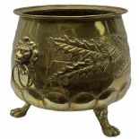 20th Century brass planter with lion mask handles