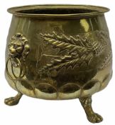 20th Century brass planter with lion mask handles