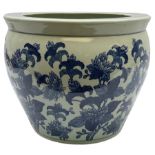 Chinese blue and white jardini�re or fish bowl