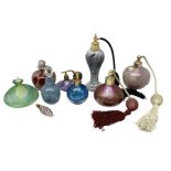 Art glass atomisers to include a Royal Brierley bottle of typical form with mottled iridescent decor