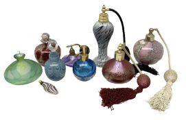 Art glass atomisers to include a Royal Brierley bottle of typical form with mottled iridescent decor