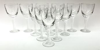 Two sets of wine glasses